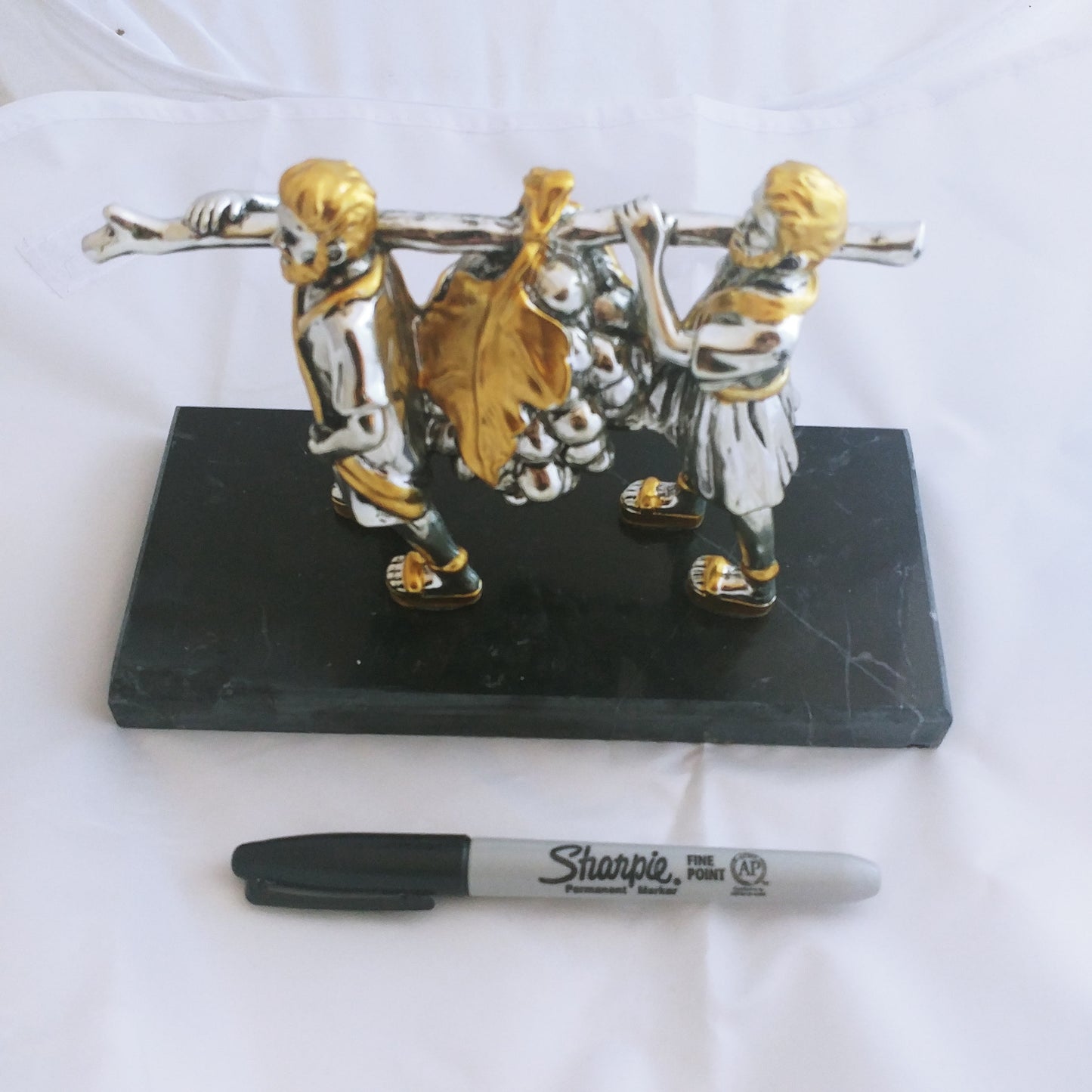Joshua and Caleb with Grapes on Marble Base