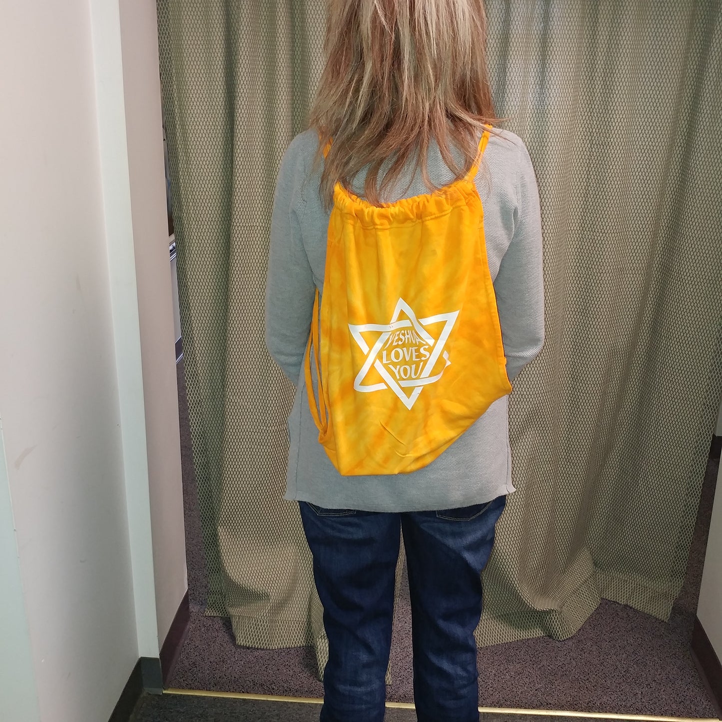 Back Bag - says Yeshua Loves You in Star of David