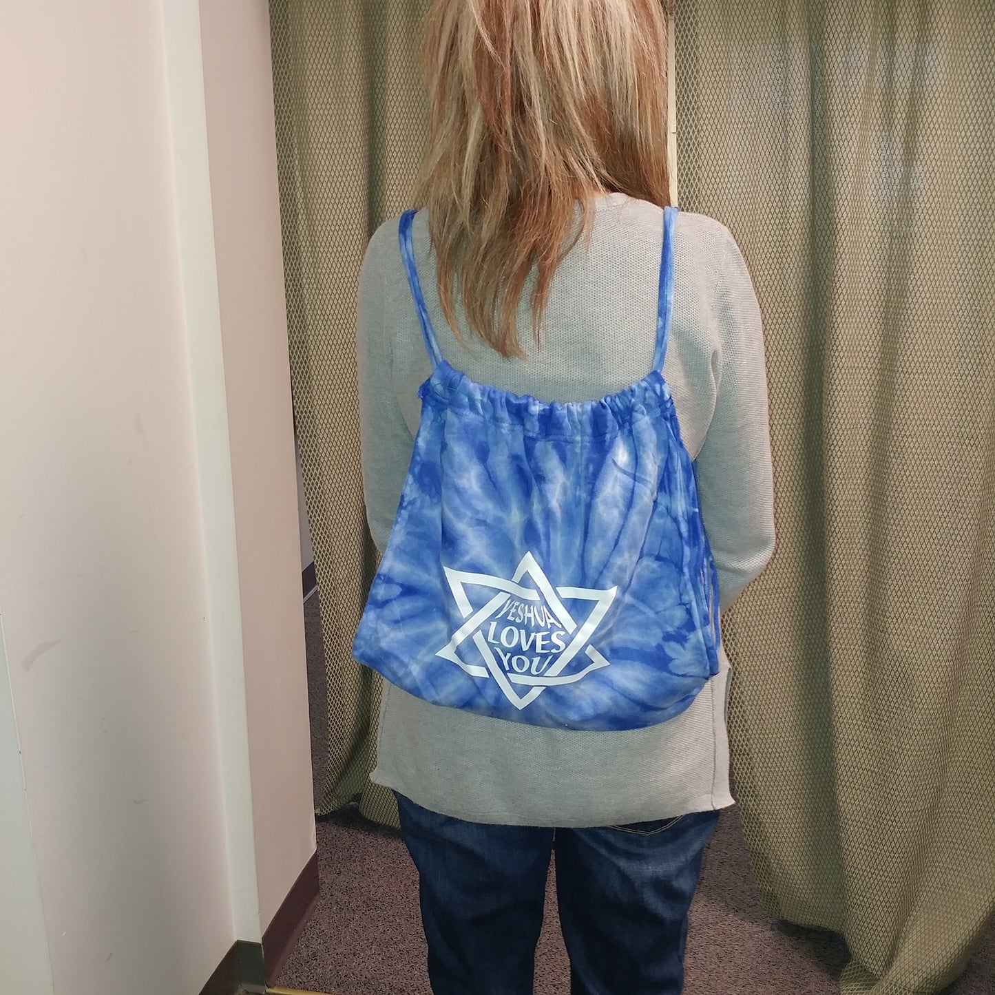 Back Bag - says Yeshua Loves You in Star of David
