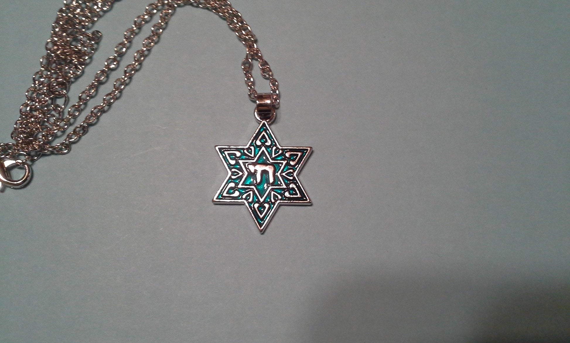 Star of David blue with Chai necklace - Rock of Israel 