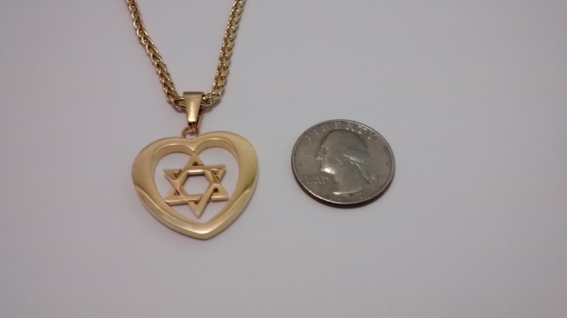 Star of David in Heart necklace - Rock of Israel
