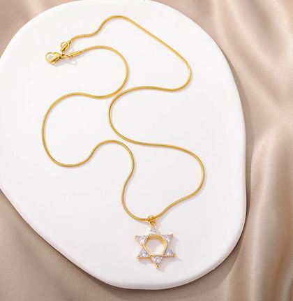Star of David Necklace with cubic zirconia stones