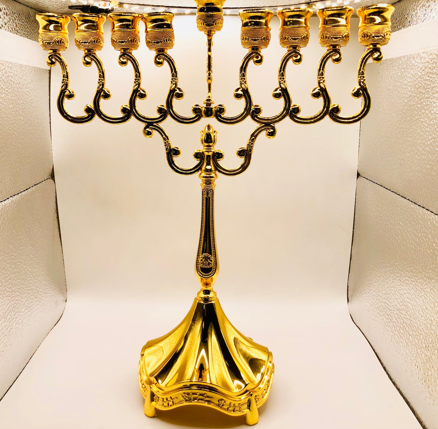 Gold painted Hanukkiah - Rock of Israel Store