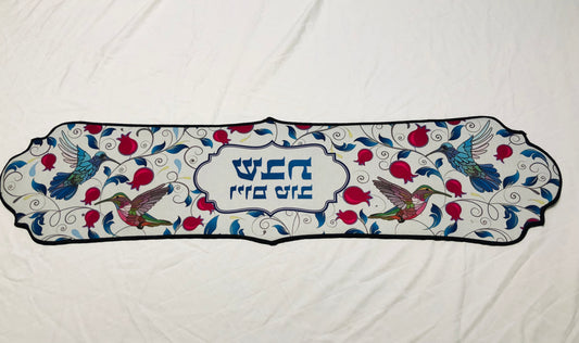 Red Pomegrante and Birds thermal table runner