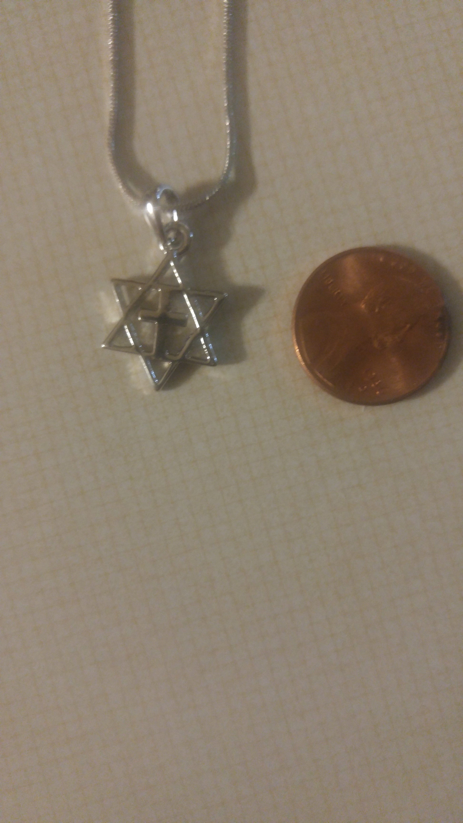 Messianic Necklace star of David w/ cross - Rock of Israel Store