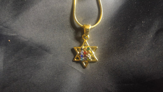 Messianic Necklace star of David w/ high priest 12 stones
