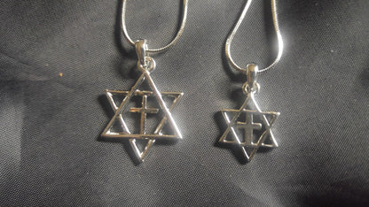 Messianic Necklace star of David w/ cross - Rock of Israel Store