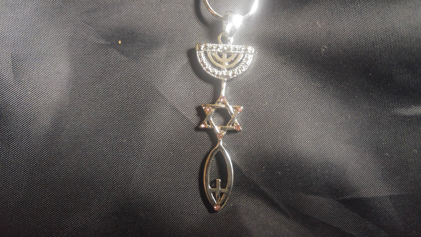 Star of David necklace, menorah and fish - Rock of Israel Store