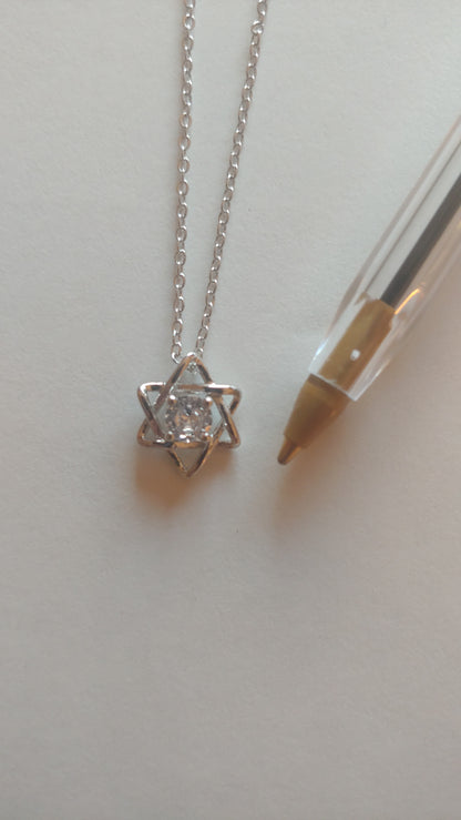 Star of David Necklace - Dainty with Cubic Zirconia Center