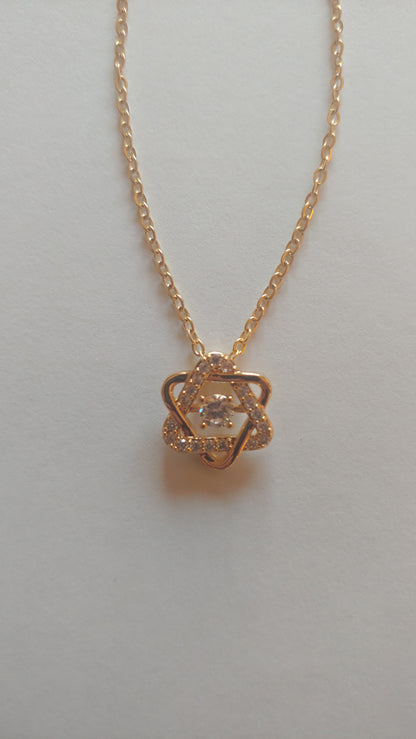 Star of David dainty Necklace - zircon / Gold tone
