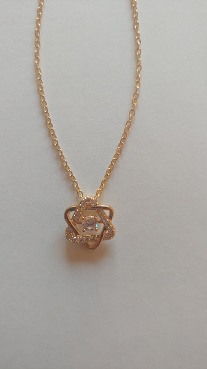 Star of David dainty Necklace - zircon / Gold tone