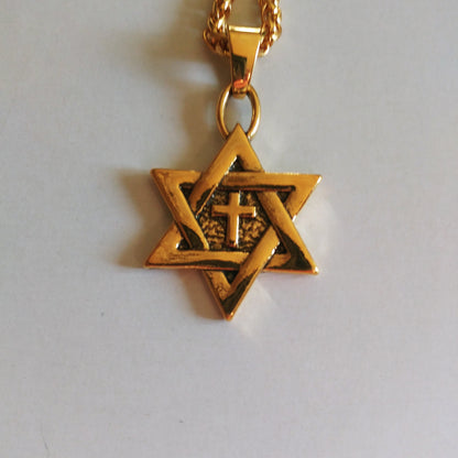 Star of David with Cross in center necklace