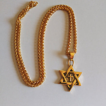 Star of David with Cross in center necklace