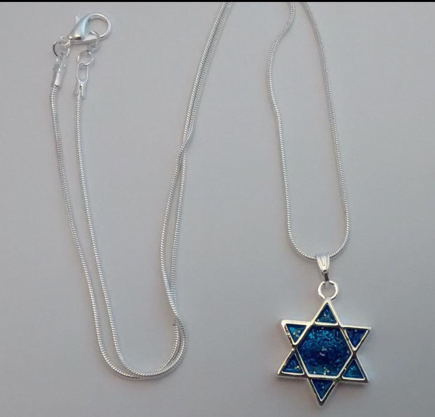 Star of David blue necklace - Rock of Israel 