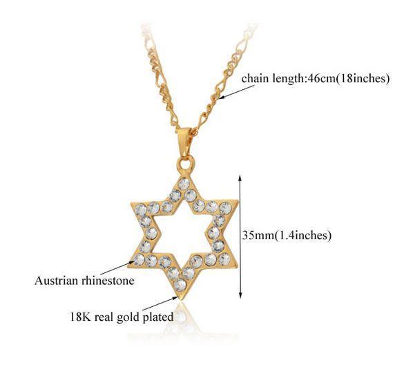 Star of David Necklace with Rhinestones - Rock of Israel 