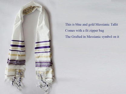 Blue Tallit (Prayer Shawl) Messianic - Rock of Israel 