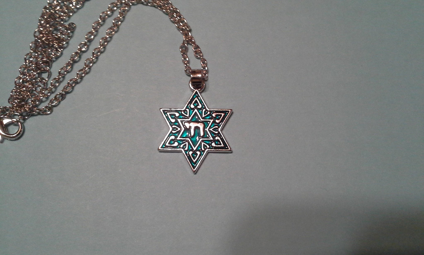 Star of David blue with Chai necklace - Rock of Israel 