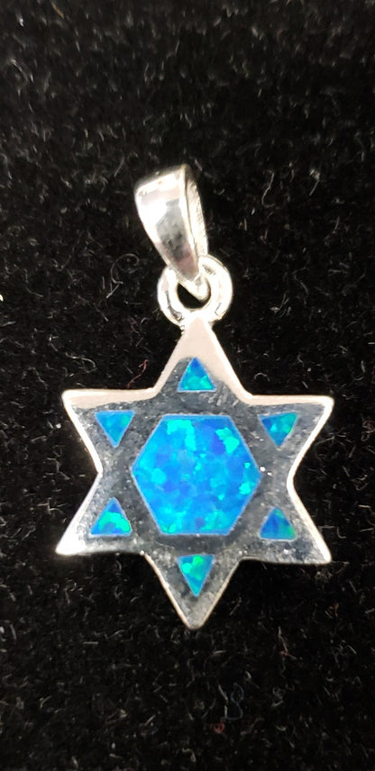 Star of David  w/ Blue Opal Silver 925 - Rock of Israel Store