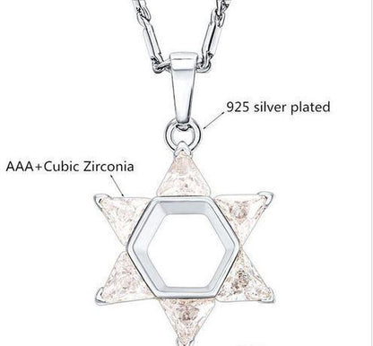 Star of David w/ cubic zirconia clear stones - Rock of Israel 