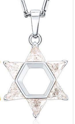 Star of David w/ cubic zirconia clear stones - Rock of Israel 