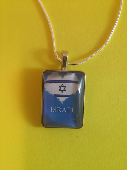Israeli flag heart necklace - Rock of Israel Store
