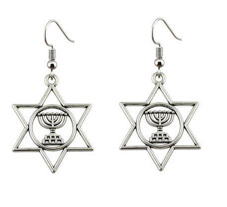 Menorah in Star of David Earrings - Rock of Israel 