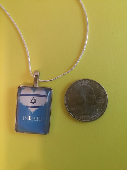 Israeli flag heart necklace - Rock of Israel Store