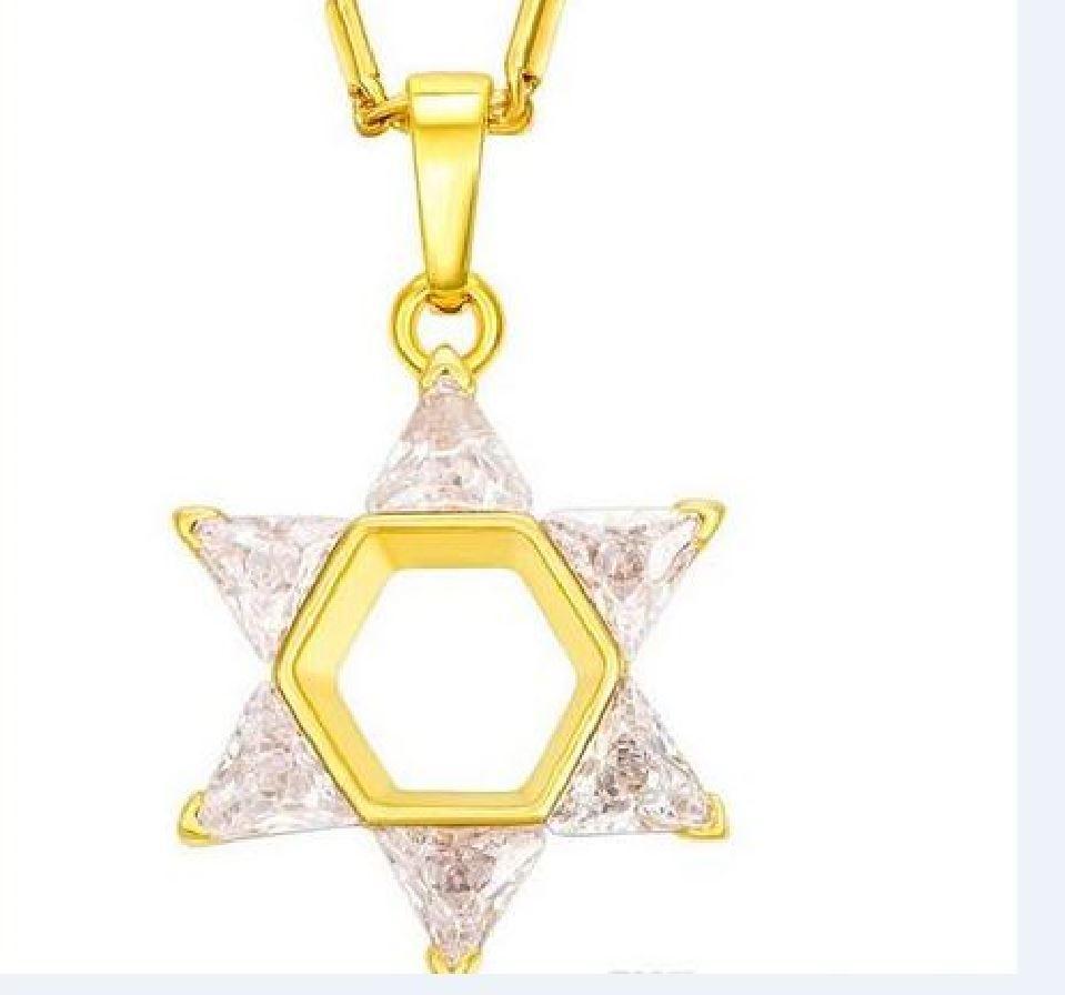 Star of David w/ cubic zirconia clear stones - Rock of Israel 