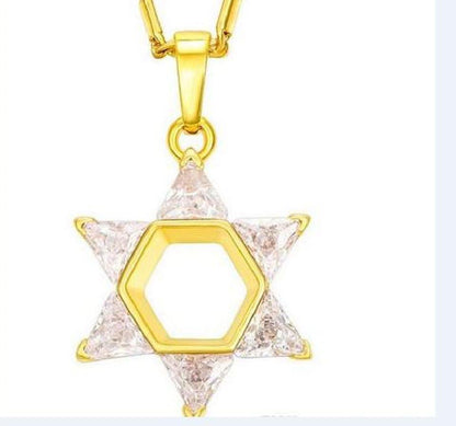 Star of David w/ cubic zirconia clear stones - Rock of Israel 