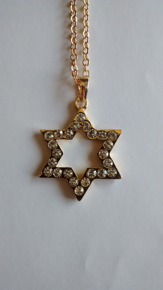 Star of David Necklace with Rhinestones - Rock of Israel 