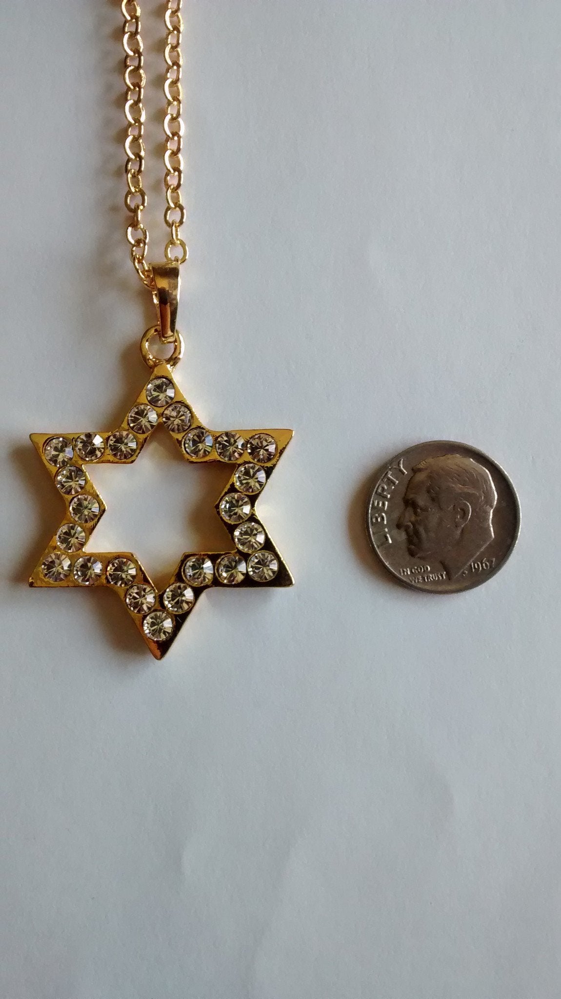 Star of David Necklace with Rhinestones - Rock of Israel 