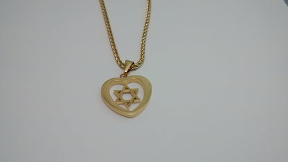 Star of David in Heart necklace - Rock of Israel 