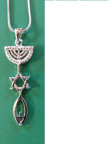Messianic Necklace Star, Menorah, Fish, Cross - Rock of Israel Store