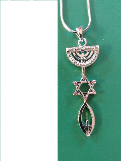 Messianic Necklace Star, Menorah, Fish, Cross - Rock of Israel Store