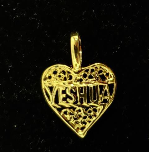 Yeshua heart necklace.  14K Gold plated. - Rock of Israel Store