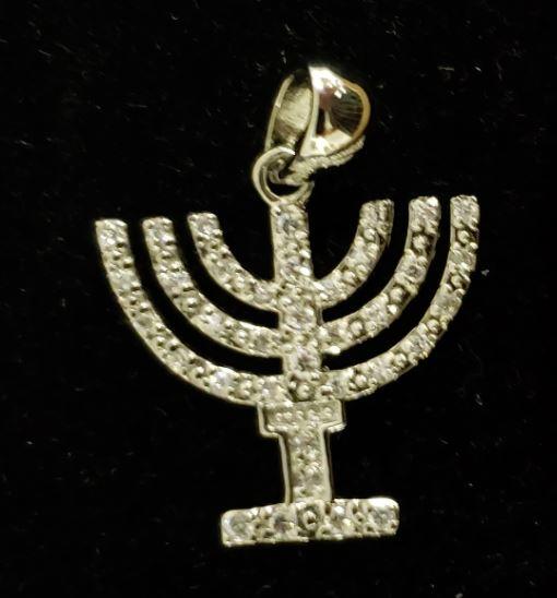 Menorah necklace.  Silver 925. - Rock of Israel Store