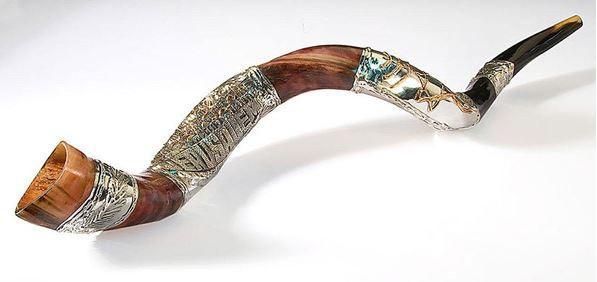 Yemenite Shofar Silver-plate (medium) Shofar Jerusalem - Rock of Israel 