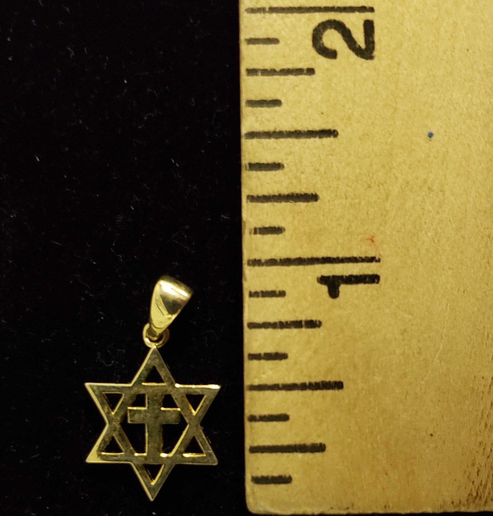 Jewish star with cross necklace. Gold plated - silver 925. - Rock of Israel Store