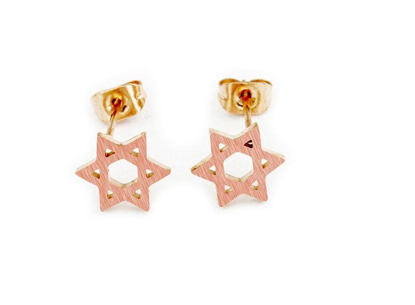 Star of David Stud Earrings - Rose tone - Rock of Israel Store