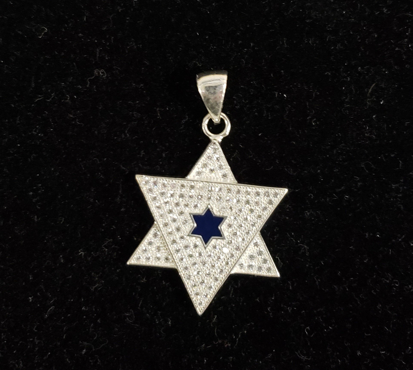 Jewish star with Blue center necklace. Silver 925 - Rock of Israel Store
