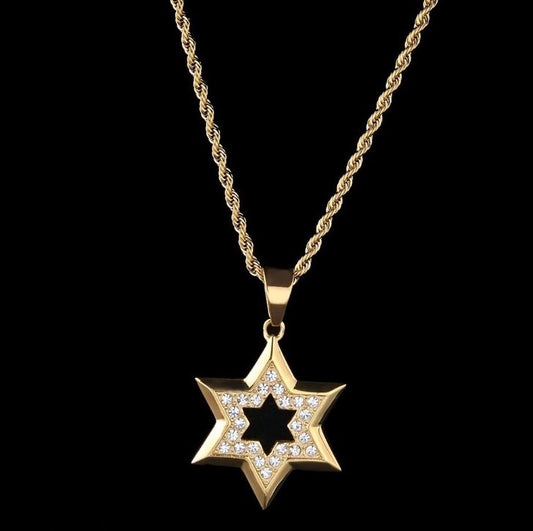 Star of David with white stones Necklace