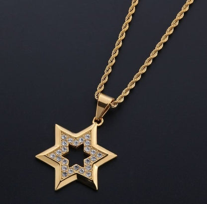 Star of David with white stones Necklace