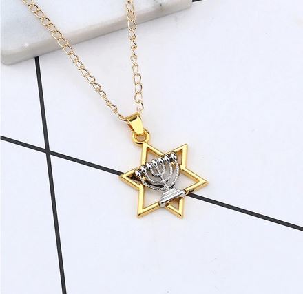 Star of David Necklace with Menorah